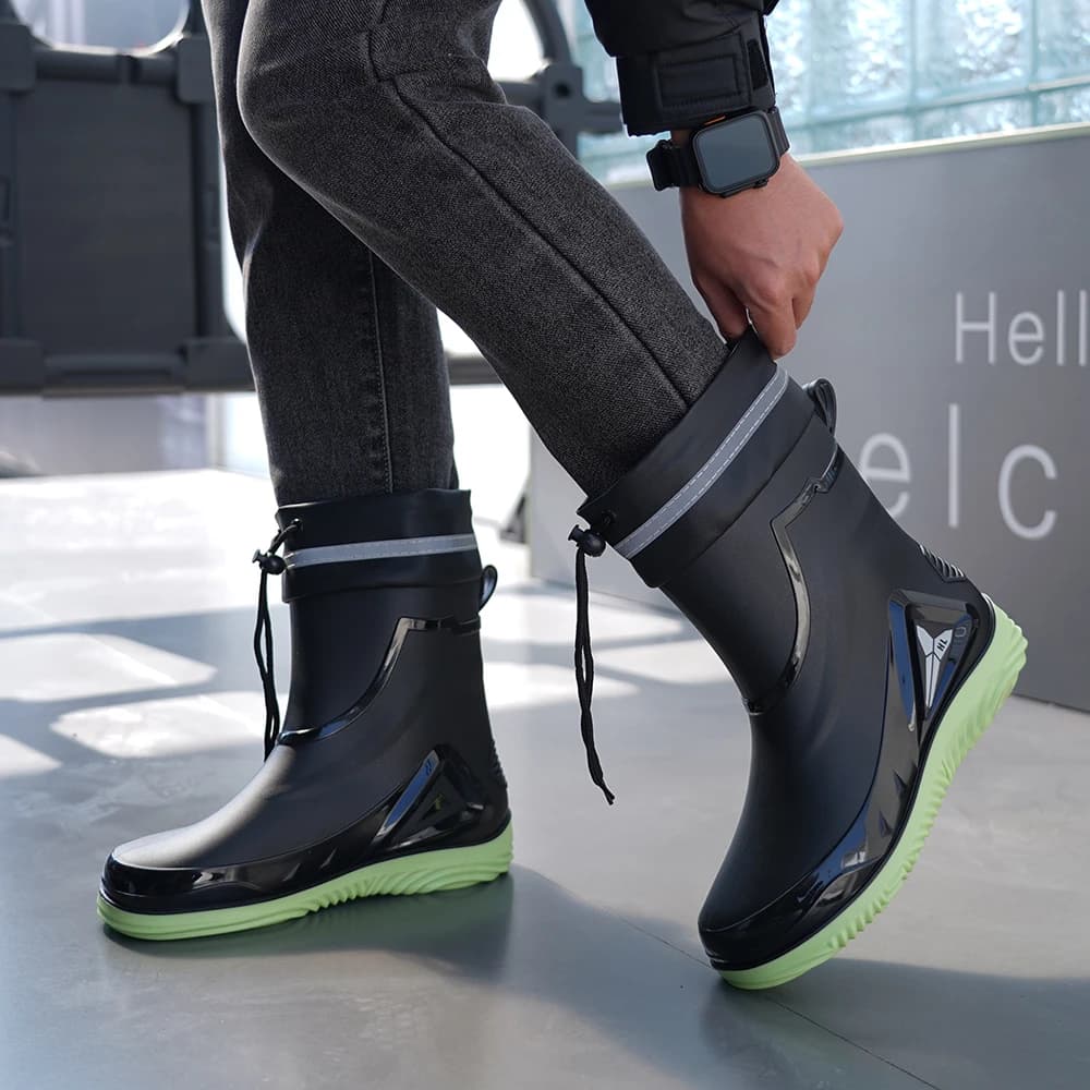 Bottes de pluie homme style britannique anti-dérapantes chaudes pour automne-hiver étanches