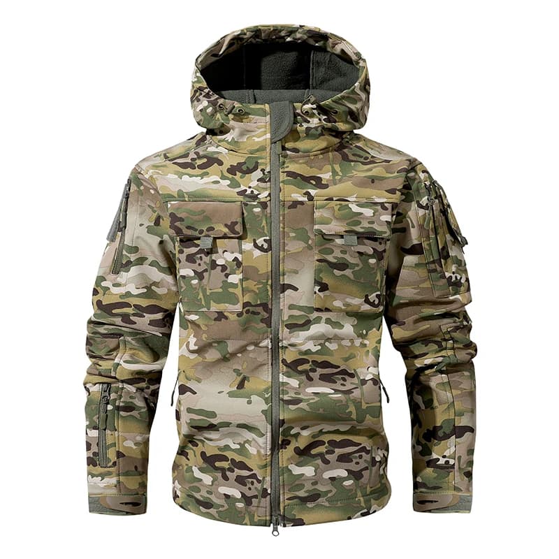Veste softshell peau de requin tactique homme - Veste à capuche imperméable pêche automne