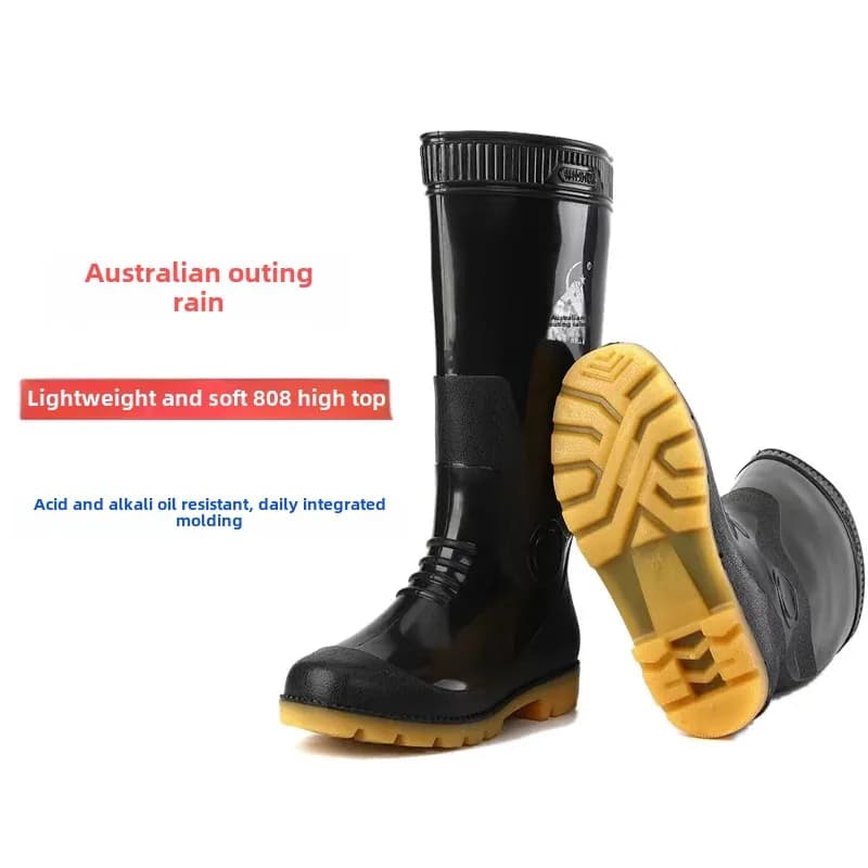 Bottes pluie homme hautes épaisses pêche travail OTAT imperméables PVC talon bas