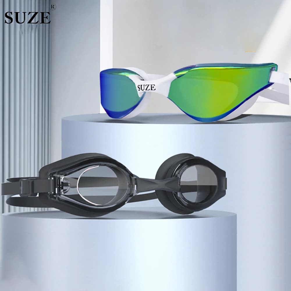 Lunettes de natation professionnelles anti-buée grand angle été adultes ajustables équipement