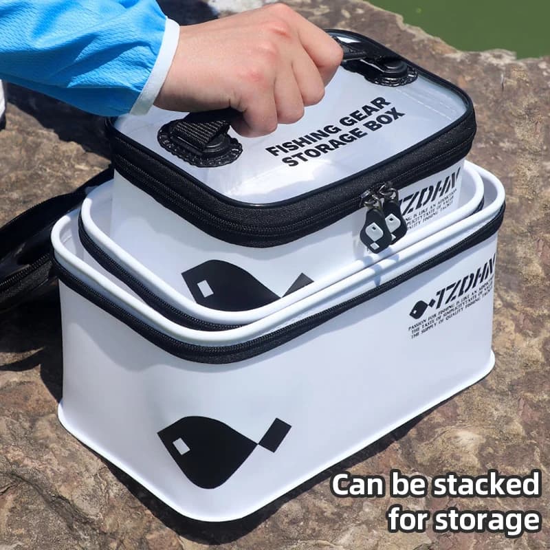 Seau pliable EVA pour poissons vivants - Bac de pêche portable étanche pour appâts et matériel