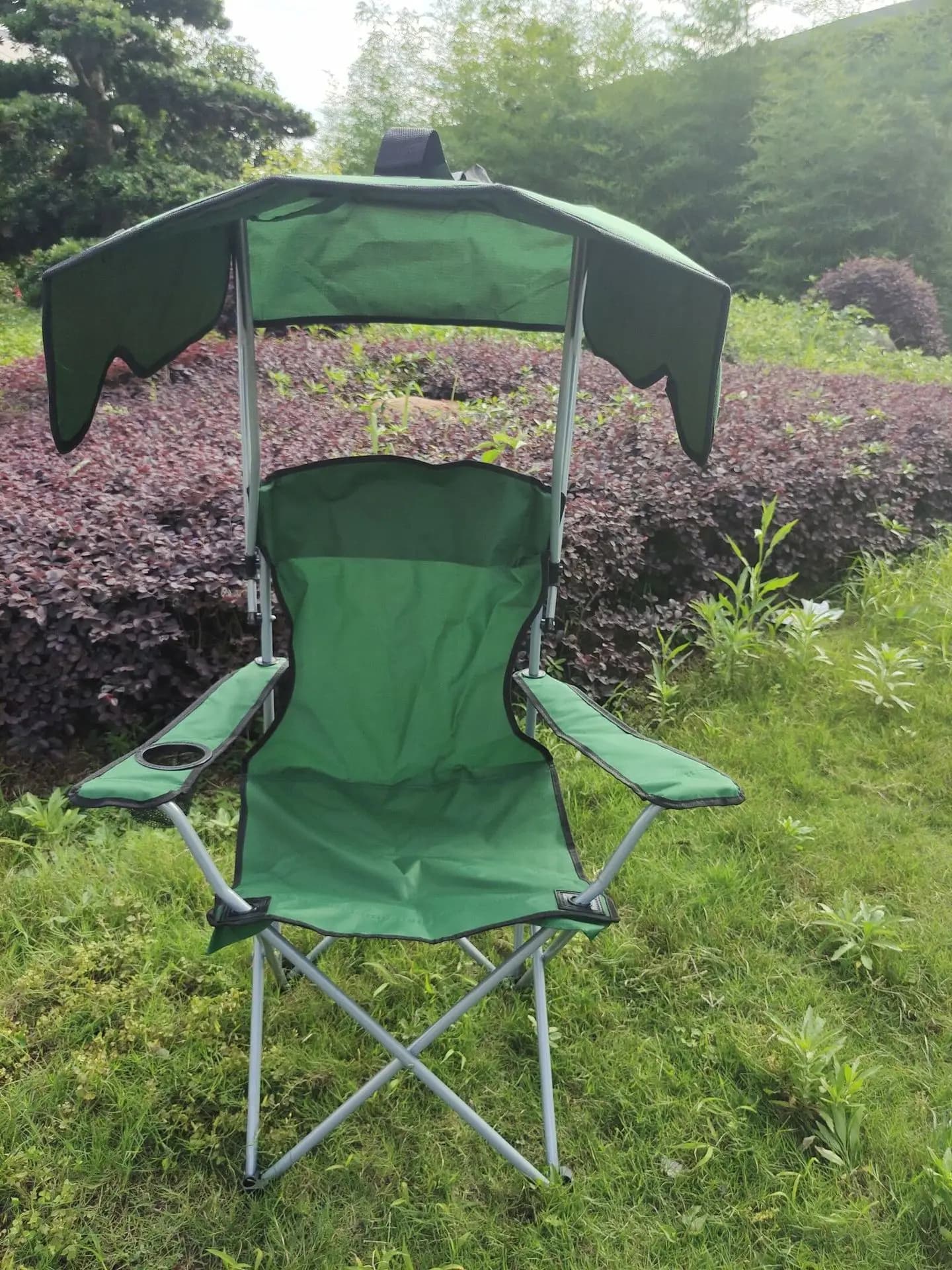 Fauteuil pêche pliable plage avec auvent - Protection solaire et anti-pluie pour camping pêche