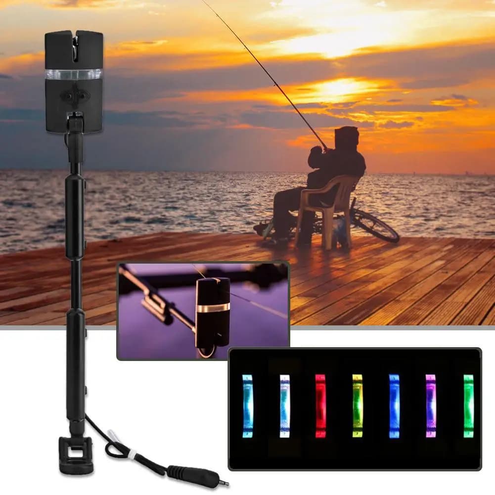 Indicateur de touche lumineux réglable 7 couleurs avec wigglers pour pêche nocturne et alarmes
