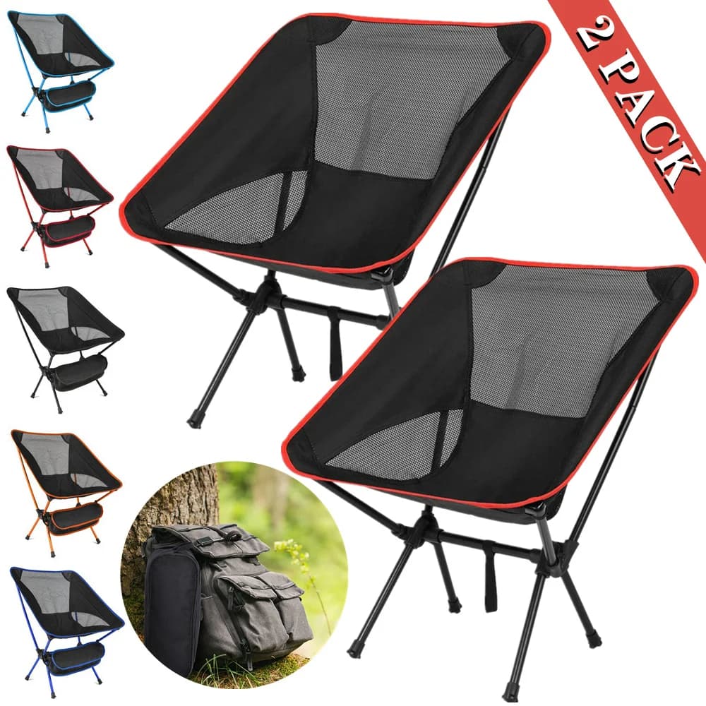 Chaise pliante ultralégère 2 pièces pour pêche, camping et voyage - Siège portable pour extérieur