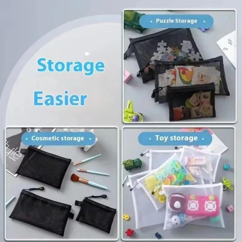 Sacs rangement transparents mailles puzzles jouets pêche enfants leurres accessoires tri