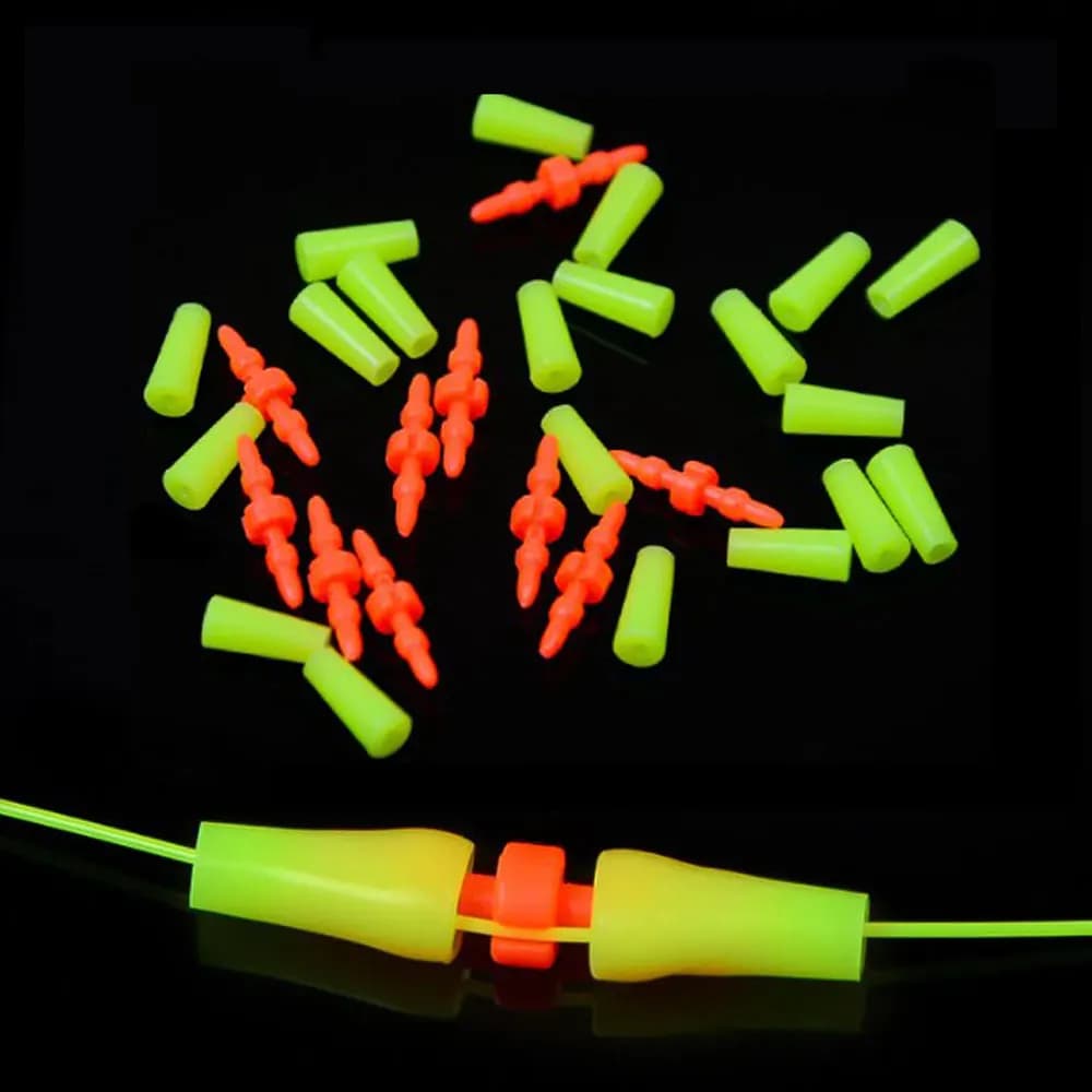 10 stoppeurs flotteurs pêche mer jaune orange accessoires clip anti-vent barre outil
