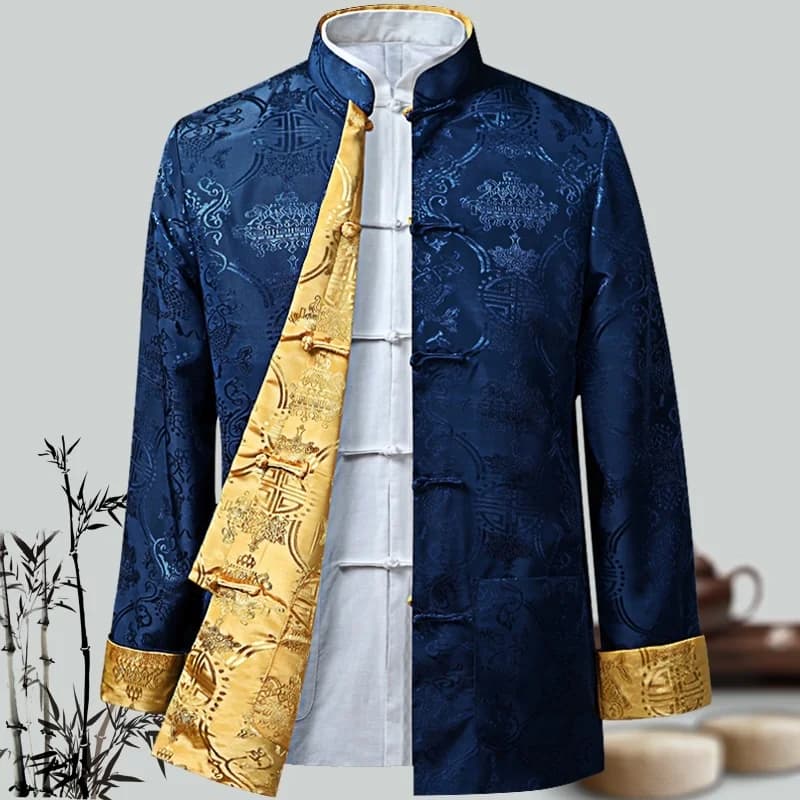 Chemise dragon chinois homme traditionnelle - Veste Hanfu pêche cérémonielle style asiatique élégant