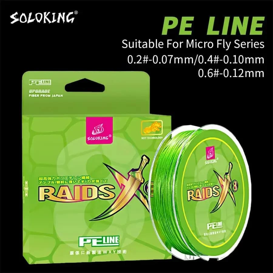 Ligne de pêche SOLOKING Micro Fly 8 brins 100m pour carpe truite brochet en étang et rivière