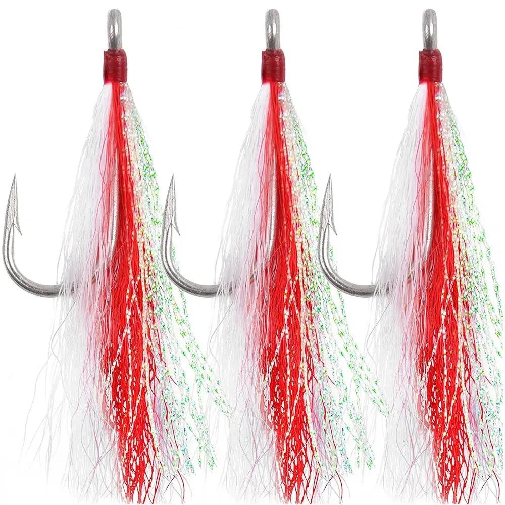 8/4 leurres Bucktail Teasers pour pêche mer - Hameçons jig acier inox pour silure et perche