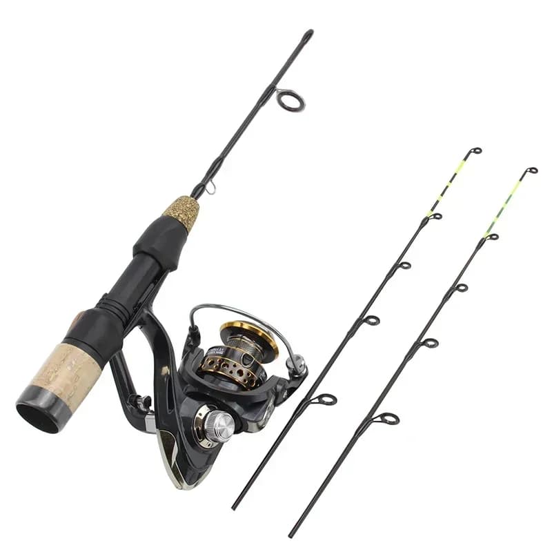 Combo canne moulinet pêche hiver 60cm 2 tips - Ensemble canne à pêche glace carbone neuf France