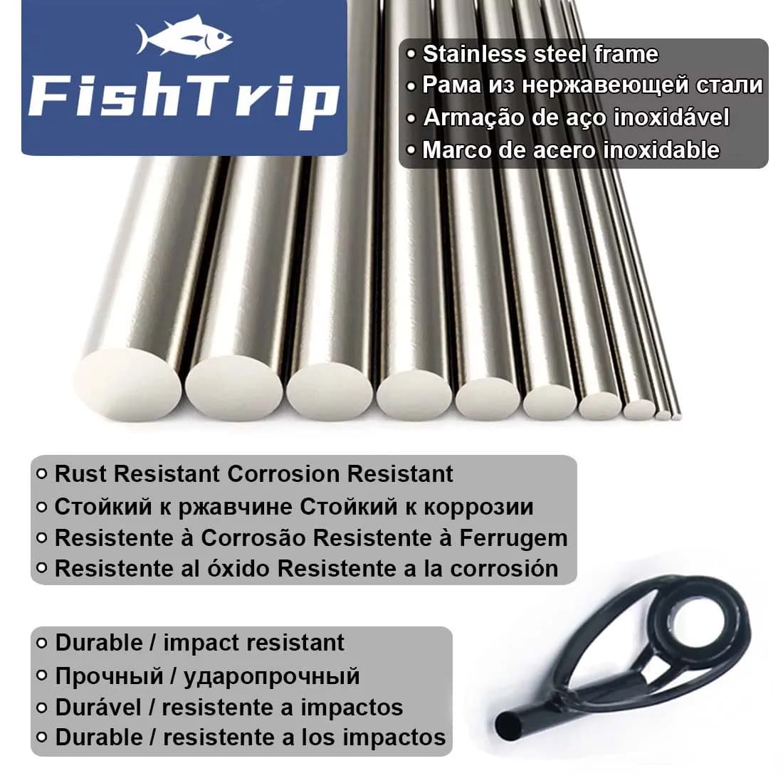 Kit réparation anneaux canne à pêche 5-50 pièces - Guides céramique acier inox pour montage et réparation