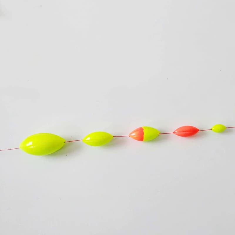Lot de 480 perles flotteurs ovales miniatures pour pêche, billes de flottaison sept étoiles rouges jaunes