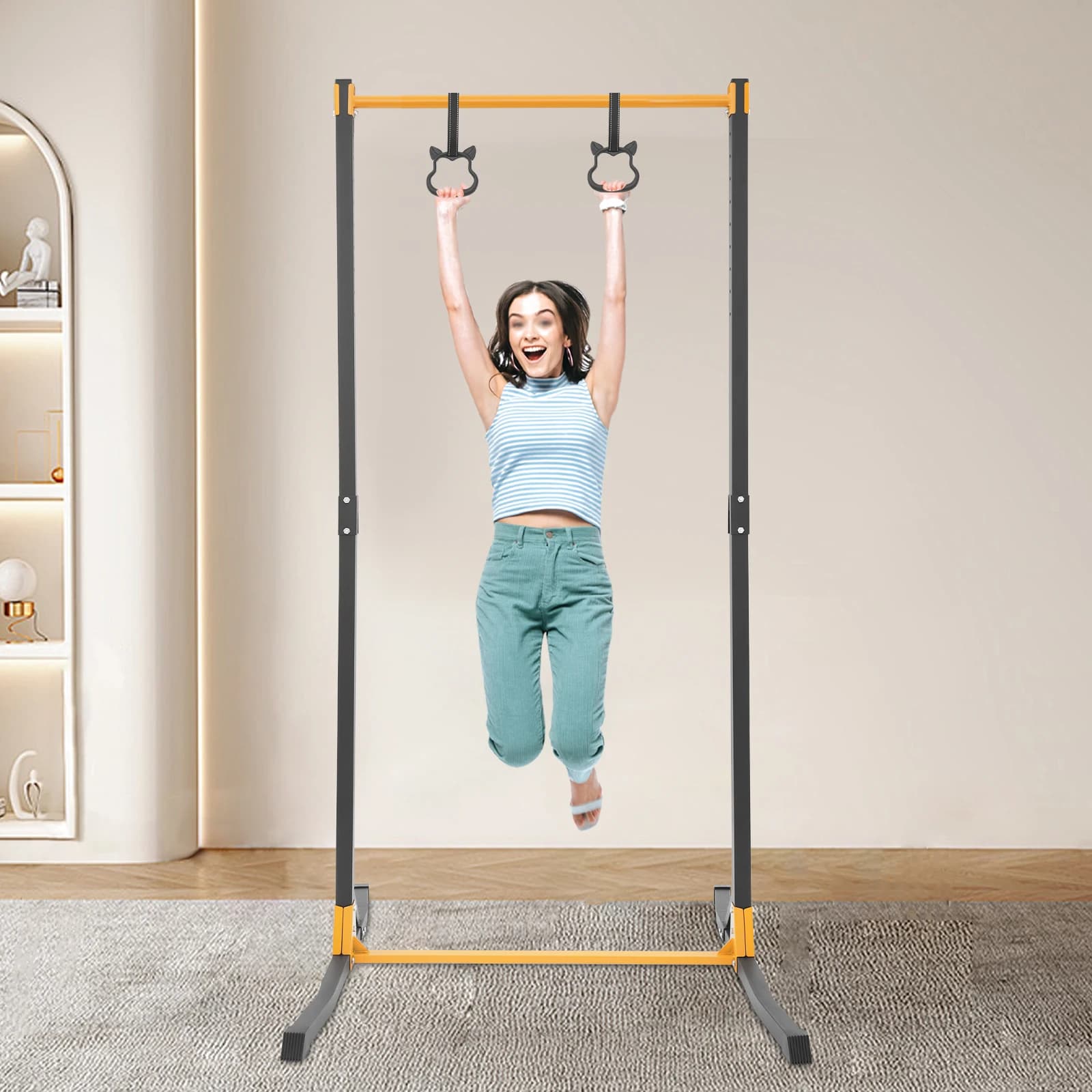 Barre de traction fixe unisexe réglable en hauteur pour entraînement musculaire complet à domicile