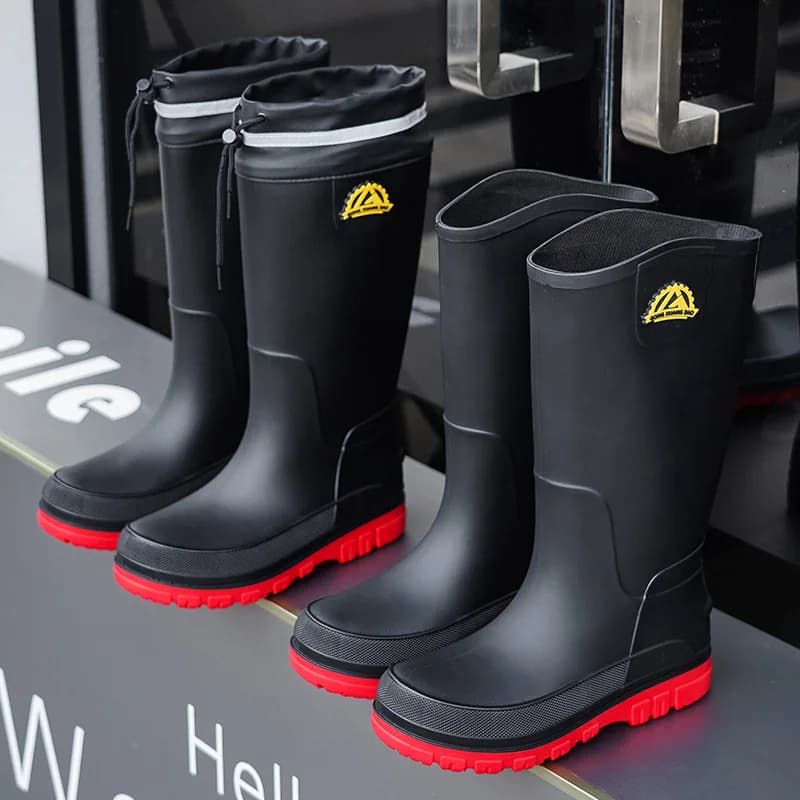 Bottes de pluie homme hautes mode imperméables antidérapantes pour pêche et chantier