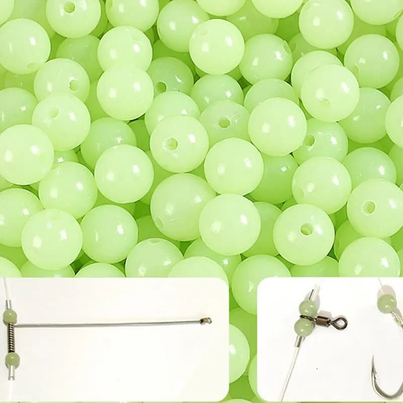 Perles lumineuses fluorescentes pour pêche 4mm 5mm 6mm, 100 billes glow en sac pour montages esches et flotteurs
