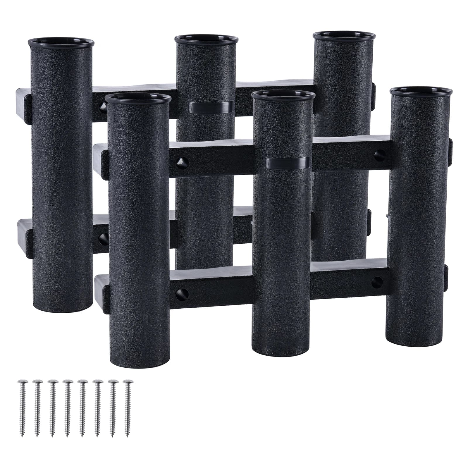 Support 3 cannes de pêche pour bateau - Porte-cannes marine noir Goture avec fixation tube plastique