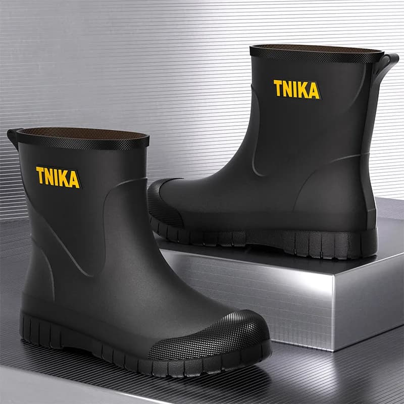 Bottes pluie homme mi-mollet pêche lavage auto antidérapantes mode européenne