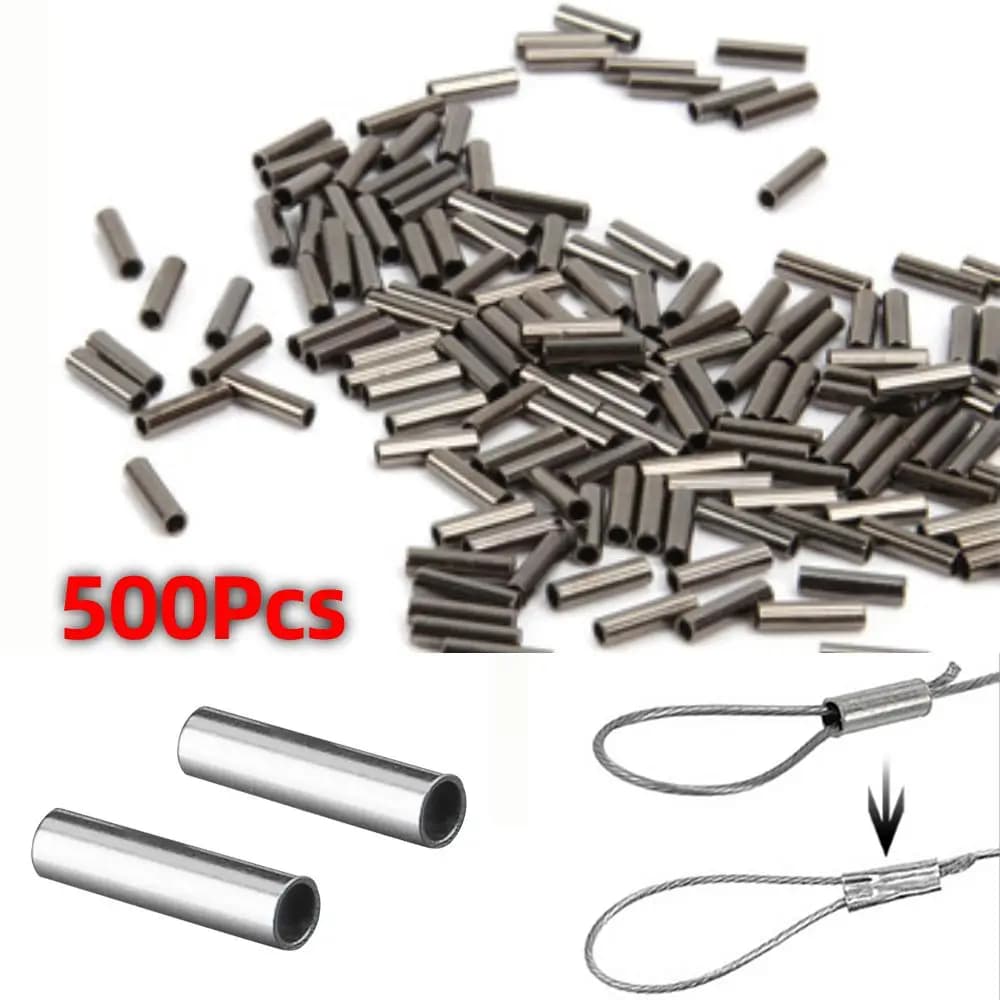 500 pièces de raccords en cuivre pour bas de ligne, tubes à sertir pour pêche sur