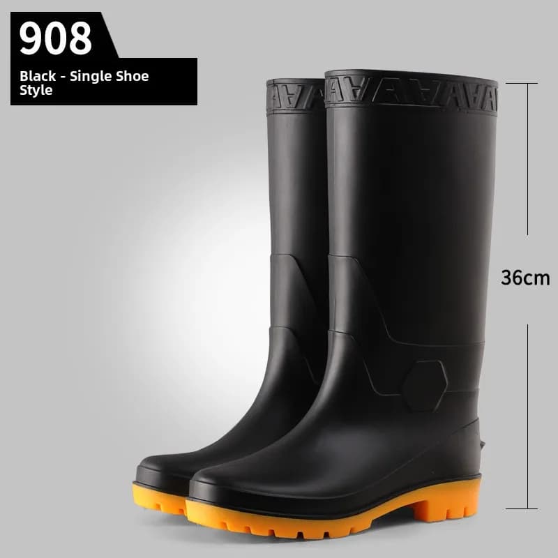 Bottes de travail homme hautes antidérapantes résistantes pluie semelle large chantier pêche