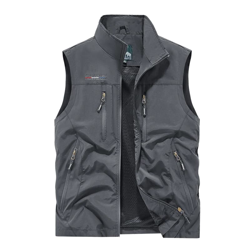 Veste utilitaire pêche photographie multi-poches pour homme, taille large et coupe décontractée