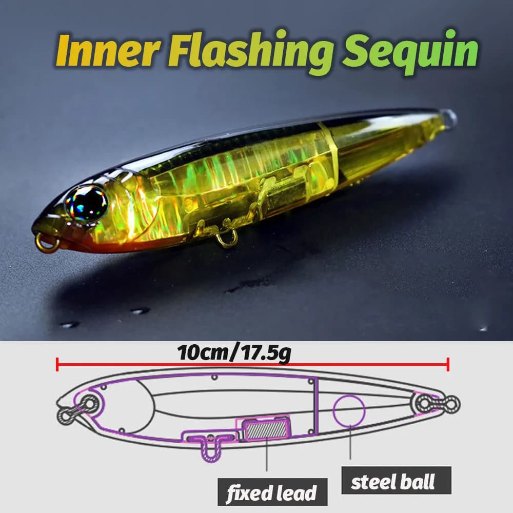 Leurre flottant GOBAIT 17.5g 10cm - pencil bait topwater pour technique walk the dog