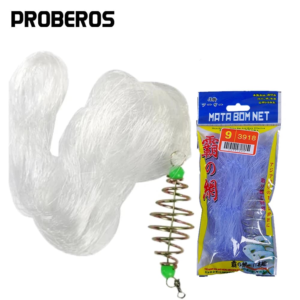 Filet de pêche pliable lumineux pour nuits avec perles réfléchissantes et appâts