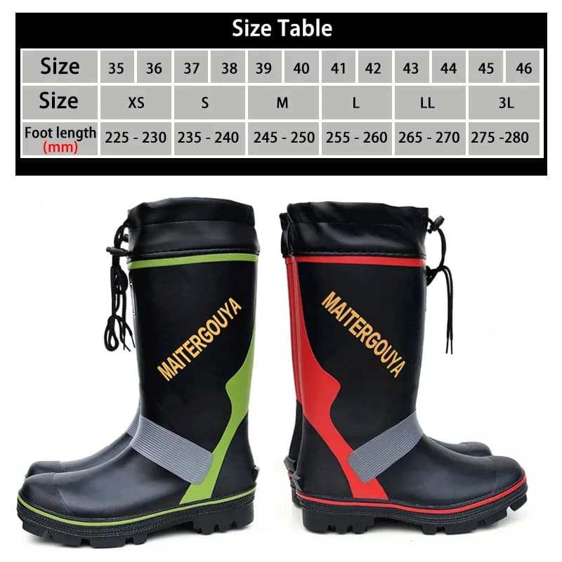 Bottes de pluie pêche chasse étanches hautes semelle caoutchouc crampons acier hommes femmes