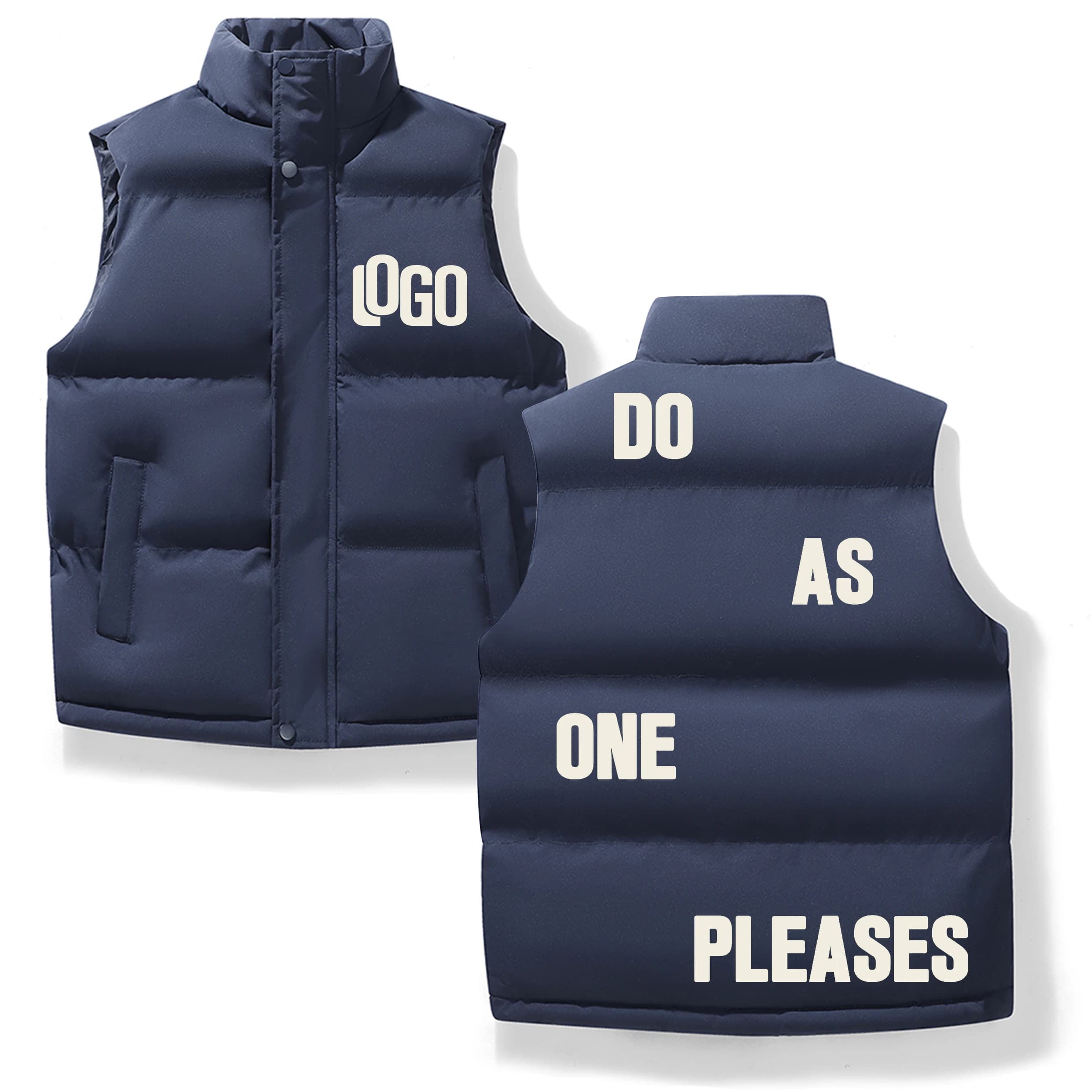 Veste sans manches légère doudoune homme personnalisable logo hiver zip poches manteau