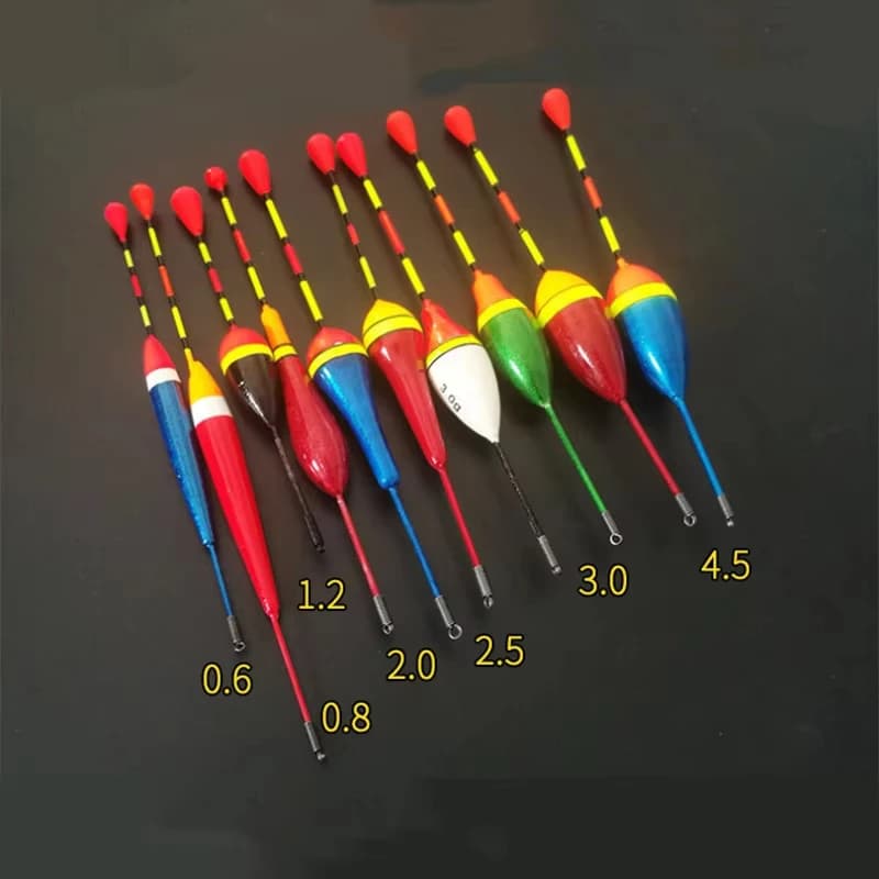 Lot de 10 flotteurs de pêche promotionnel, mix tailles et couleurs, en mousse, pour accessoires et