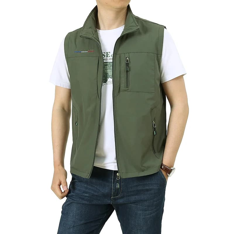 Veste de pêche homme 2023 respirante avec grandes poches pour appareil photo et accessoires