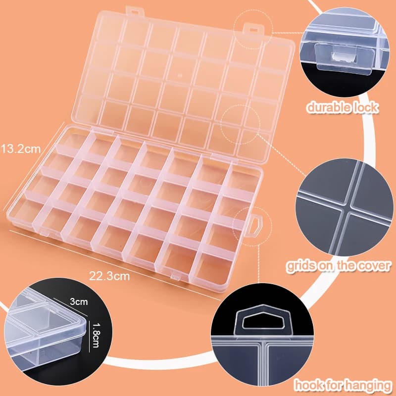 Boîte rangement bijoux plastique transparent organisateur boucles d'oreilles perles France