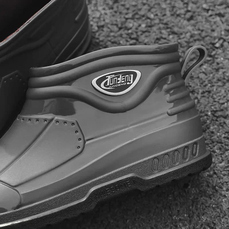 Bottes de pluie cheville homme doublées polaire - Chaussures cuisine extérieur antidérapantes confortables