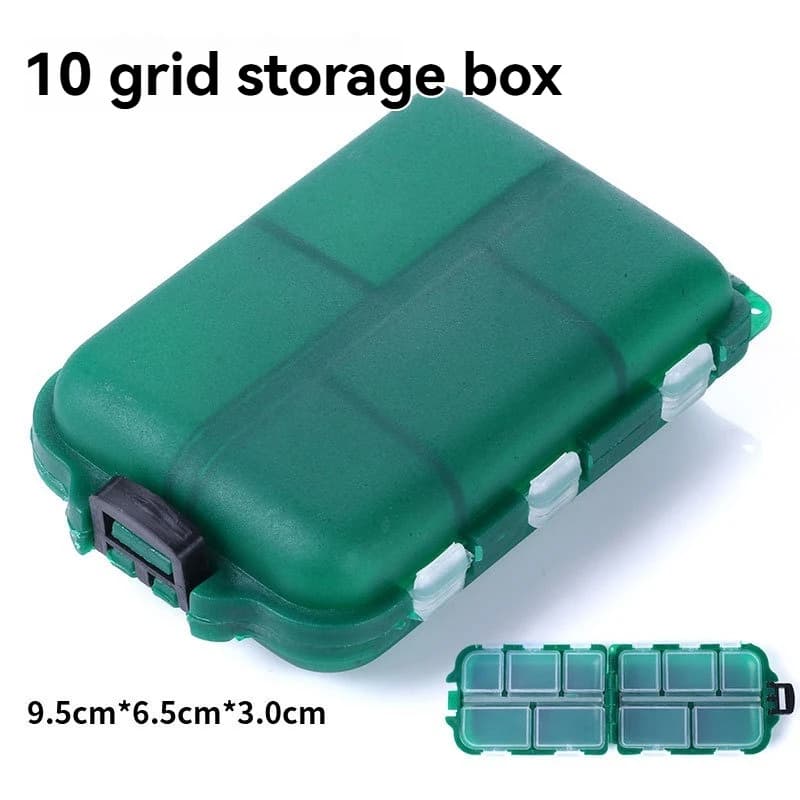 Boîte de pêche 10 compartiments rangement leurres hameçons étui double face organisateur multifonction