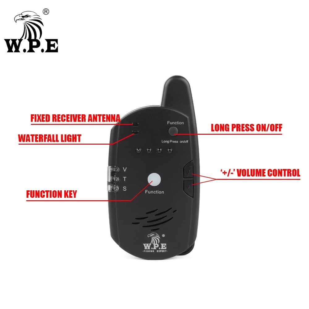 Kit alarme électronique W.P.E 4+1 pour carpe - Système sans fil avec LED et alerte sonore