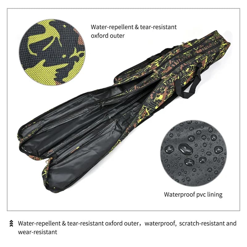 Sac de pêche mer pliable 1.3m/1.5m double épaule - Sac de rangement 2 couches pour cannes et accessoires