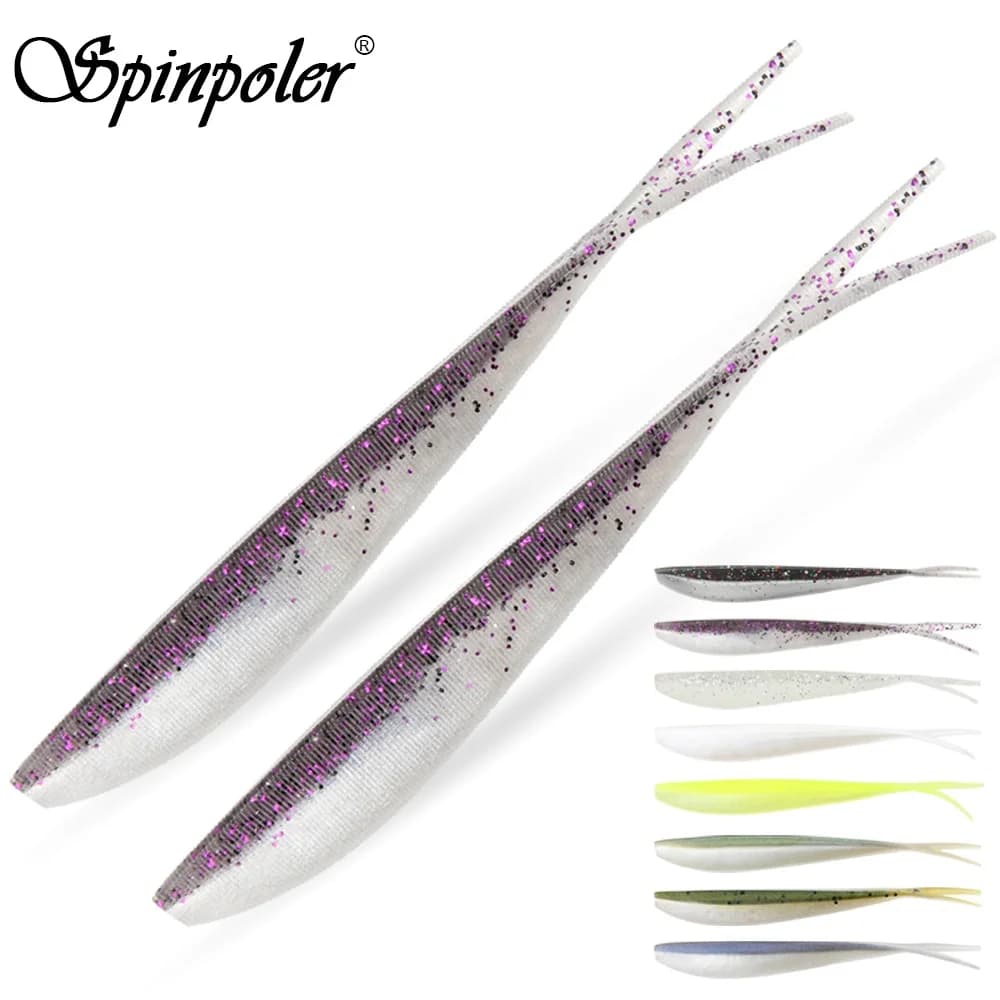 Leurre souple jerkbait shad split tail 3" 4" pour pêche du brochet perche truite et sandre