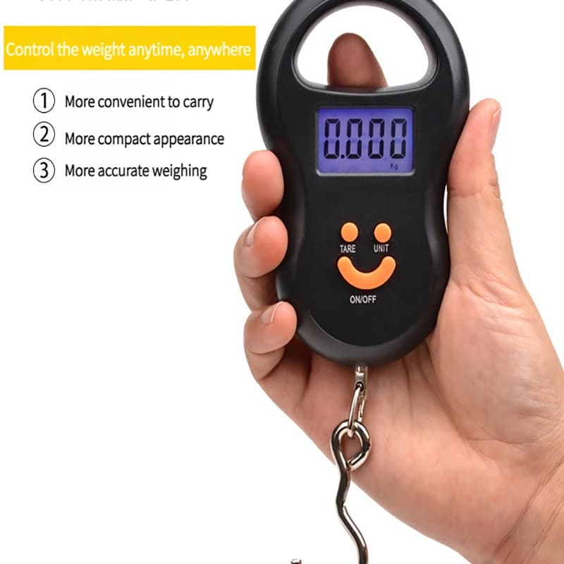Balance numérique suspendue 50kg précision 10g avec rétroéclairage pour pêche et cuisine