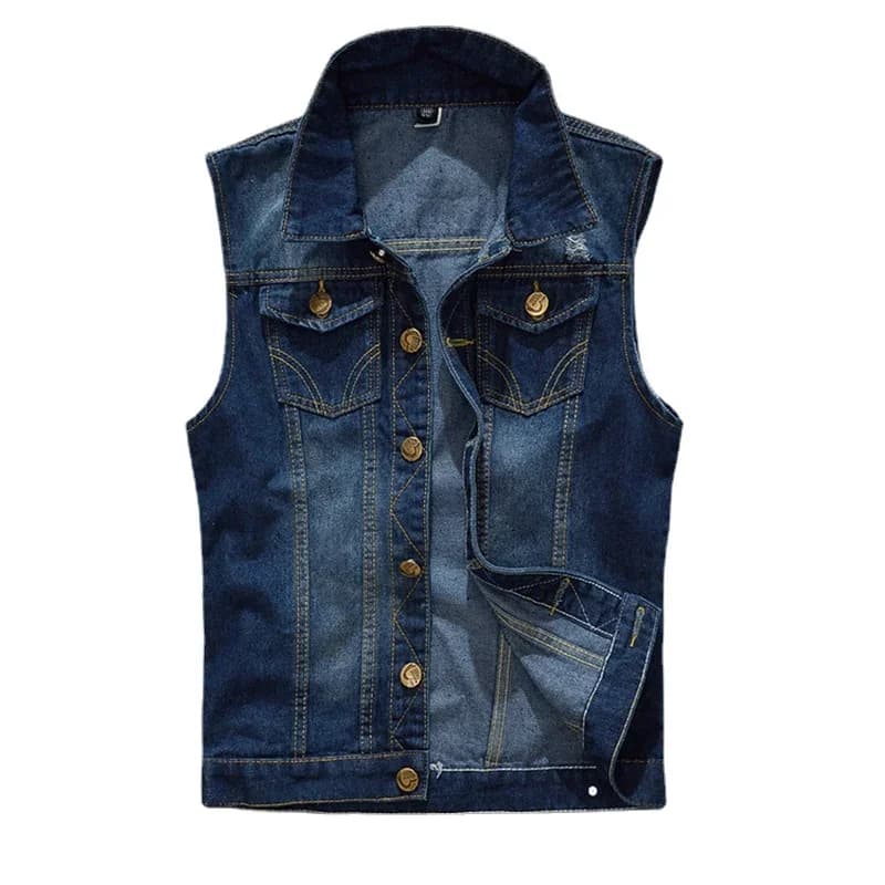 Veste en jean déchiré bleu clair pour homme - Parka léger et slim en coton - Taille 6XL
