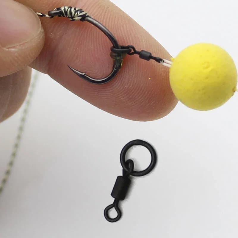 30 à 100 pièces de émerillons noirs mats pour la pêche à la carpe - accessoires pour montages chod et Ronnie rig