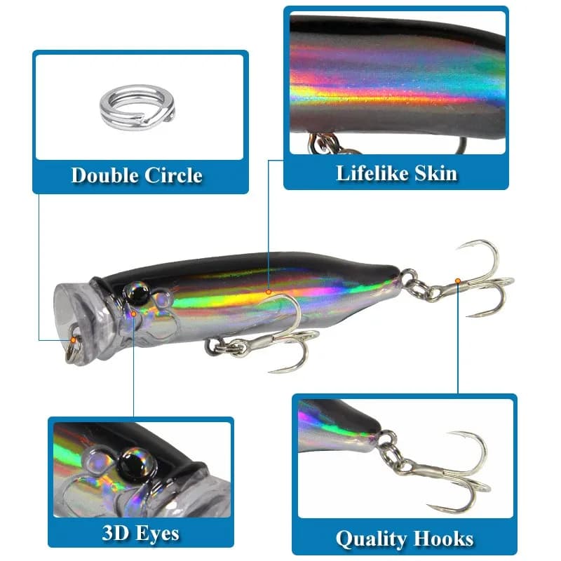 Leurre popper 7cm 9.4g 2026 pour pêche en surface - Topwater innovant pour perche et carnassiers