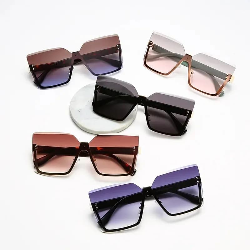 Lunettes de soleil mi-monture métal style européen pour femme - Protection UV pêche mode