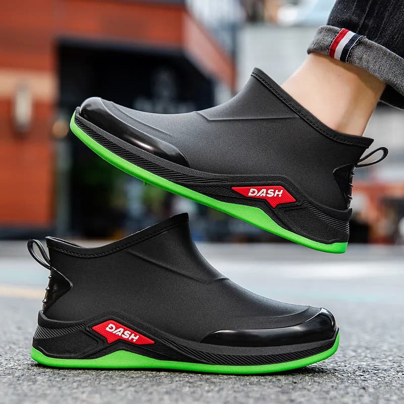 Bottes de pêche homme courte tube étanches anti-usure pour chantier et lavage auto
