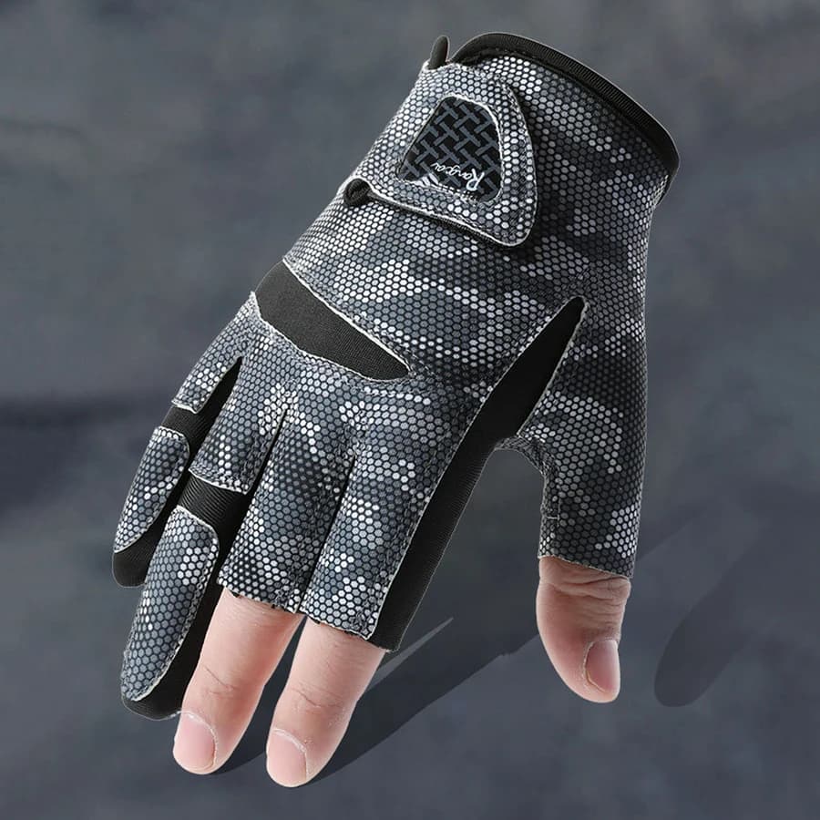 Gants pêche été homme anti-dérapants - Protection solaire 3 doigts respirants pour pêche à la mouche