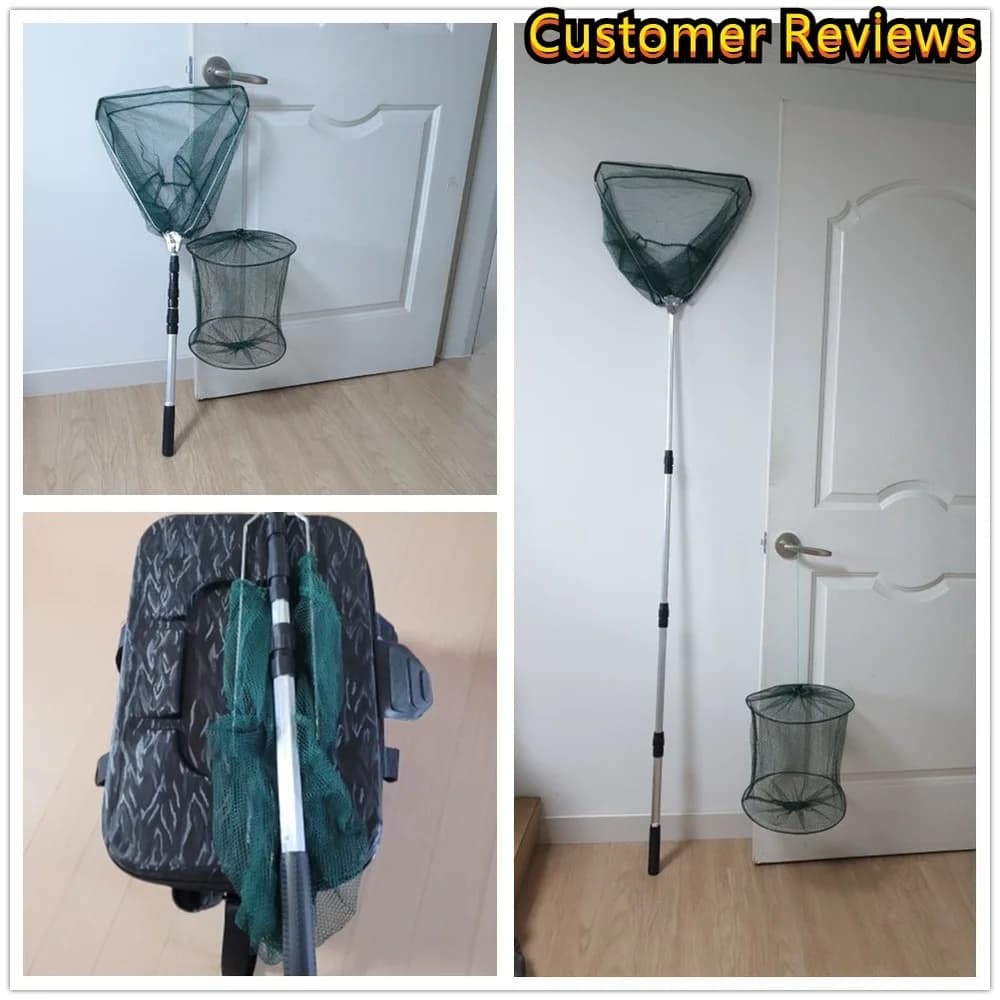 Filet de pêche télescopique 190 cm pliable pour carpe truite et pêche en mer avec grande épuisette