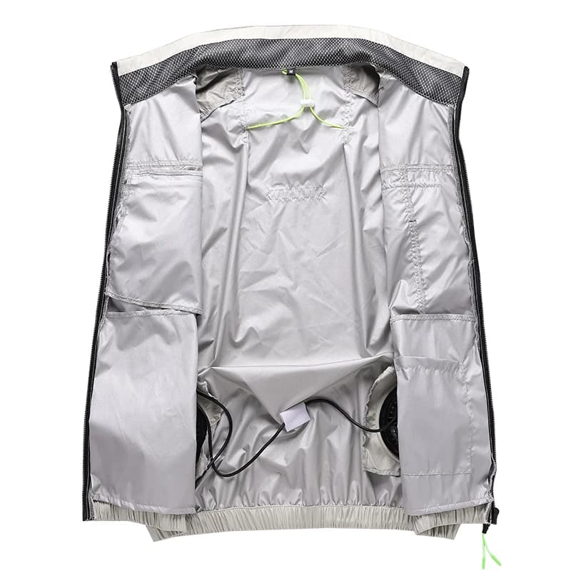 Gilet Rafraîchissant USB pour Pêche et Travail Extérieur, Ventilation 13 Heures Manches Courtes