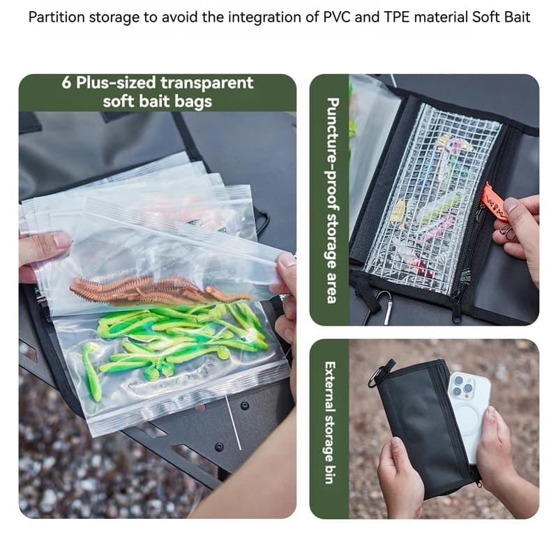 Pochette de rangement leurres souples étanche portable détachable pour pêche - organisateur appâts
