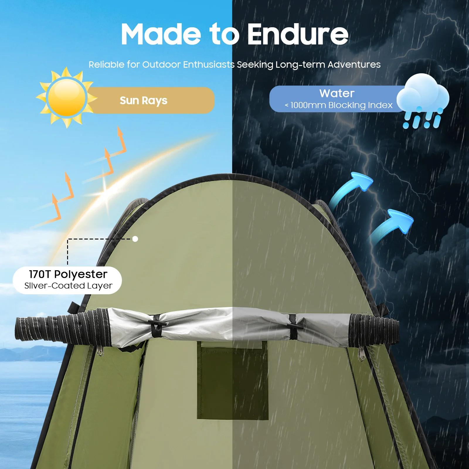 Tente toilette portable étanche pour camping randonnée pêche - Abri intimité 1.2x1.2x1.9m pliable et léger