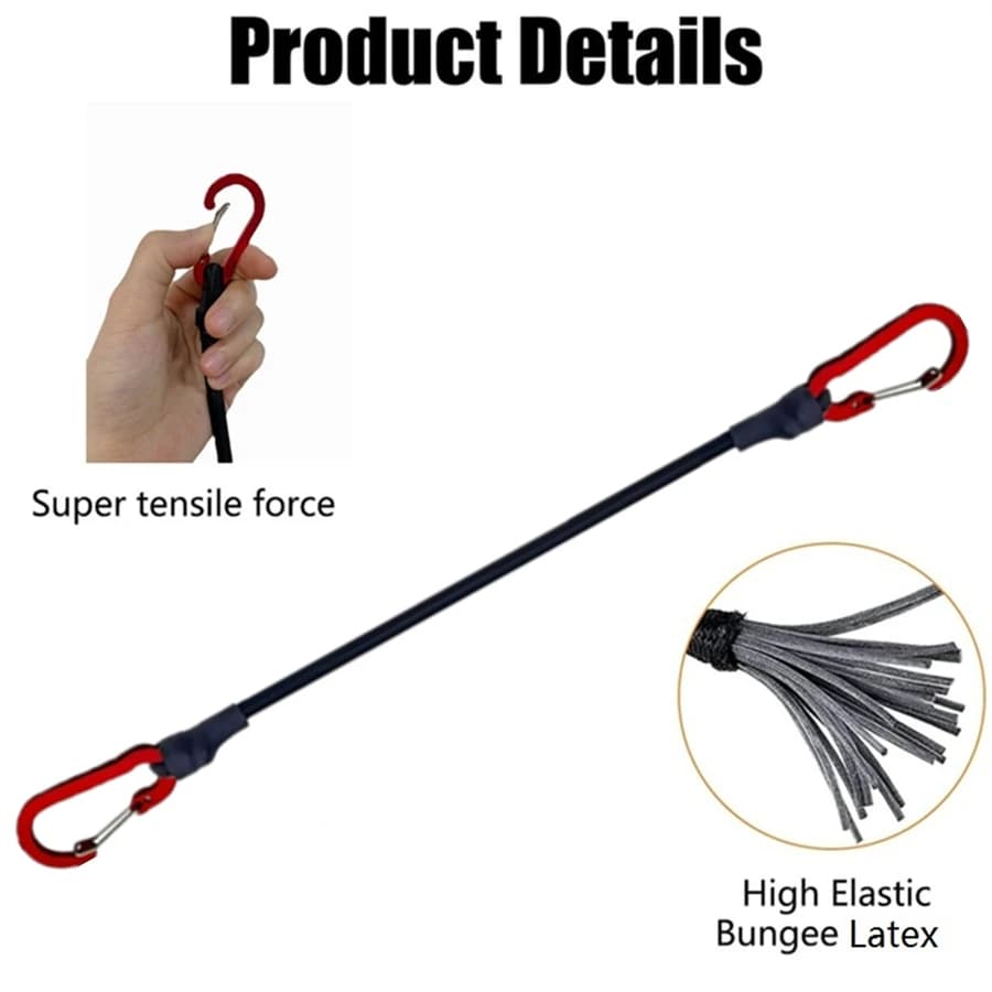 Cordes élastiques de 30 à 210cm pour fixation matériel pêche - Hooks rouges pour bateau et équipement