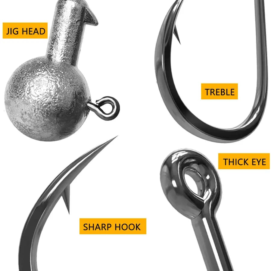Têtes de jig MrLurion 30 pièces 1g-28g pour leurres souples - hameçons round head rigs fishing