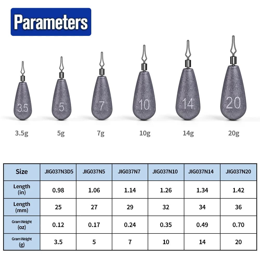 Plombs drop shot et têtes plombées pour leurres de 3.5g à 20g | Sinkers pour pêche aux leurres